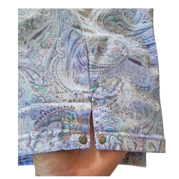 GLORIA VANDERBILT Purple Paisley Capri Jeans Sz 12 Stretch Denim Casual Cropped - Picture 10 of 12